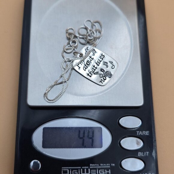 18 Inch Sterling Silver I'm All About That Bass Pendant Necklace A5185 - Picture 7 of 7